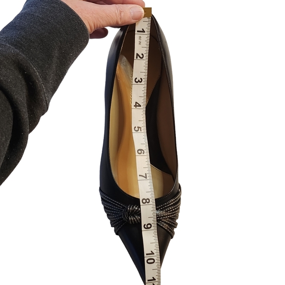 Faconnable Giselle-Lea Black Leather Pointy Toe Kitten Heels Size 8.5M - Picture 12 of 12